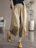 Female Summer Cotton Linen Retro Cropped Pants