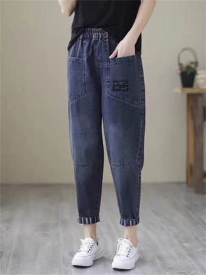 Retro Patchwork Casual Washed Jeans