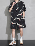 Summer Cool Crane Short Streetwear Korean Style Men's Outfits