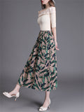 Cotton Linen Comfortable Leaf Long Skirt