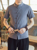 Comfort Short Sleeve Linen Blouse Shirt for Men