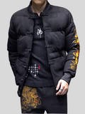 Cissot Ancient Chinese Dragon Printed Winter Coat