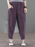 Solid Color Retro Corduroy Harem Pants