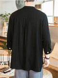 3/4 Sleeve Simple Cotton Linen Men's Shirts