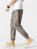 Linen Solid Color Breathable Jogger Pants