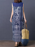 Printed Loose Sleeveless Long Dresses