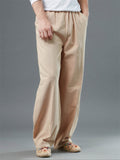 Men's Solid Color Wide Leg Pants With Pockets