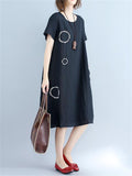 Slim Simple Cotton Linen Lady Dresses