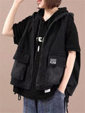 Casual Hooded Korean Style Loose Slimming Vest Jackets For Women