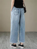 Casual Wide-leg Pants Embroidery Jeans