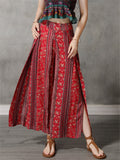 High Waist Printed Split Wide Leg Pants