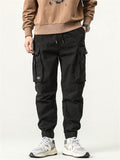 Male Fashion Streetwear Multi-pocket Drawstring Cargo Pants