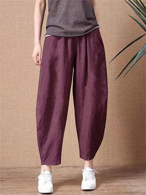 Linen Comfy Loose Cropped Pants