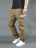 Winter Plus Size Thickened Fleece Male Multi-pocket Pants