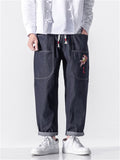 Men's Floral Embroidered Pocket Jeans