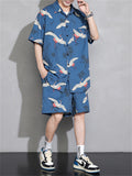 Summer Cool Crane Short Streetwear Korean Style Men's Outfits