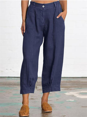 Women's Casual Pocket Cotton Linen Pants