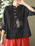 Comfy Embroidered National Style Ladies Shirts