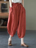 Fashion Drawstring Solid Color Bloomers