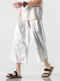 Men's Loose Chinese Style Dragon Shadow Cropped Pants