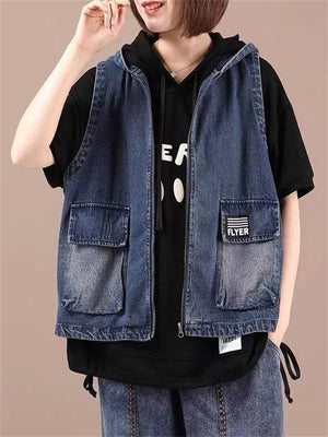 Casual Hooded Korean Style Loose Slimming Vest Jackets For Women