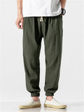 Linen Solid Color Breathable Jogger Pants