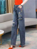 Slim High Waisted Women's Hole Jeans