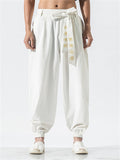 Loose Cotton Linen Solid Color Pants