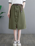 Solid Slit Korean Style Skirt For Female