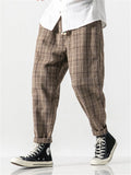 Retro Plaid Loose Straight Leg Pants