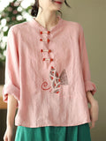 Comfy Embroidered National Style Ladies Shirts