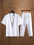 Men's Comfy Cotton Linen Shirt Pants Set