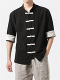 Vintage Fashion Short Sleeves Linen Shirts for Men