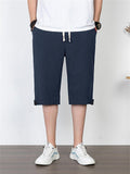 Men's Comfy Linen Straight Cropped Trousers