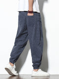 Vertical Stripe Summer Autumn Linen Casual Men's Long Pants