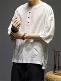 New Linen Chinese Style Solid Color Men's Shirts