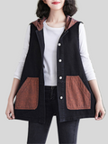 Spring Autumn Female Sleeveless Original Loose Vest Hooded Jackets