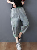 Elastic Loose Thin Small Hole Jeans For Lady