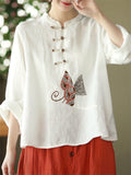 Comfy Embroidered National Style Ladies Shirts