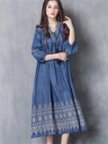 Vintage Embroidered A-Line Denim Dress