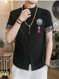 Men's Summer Short Sleeve Linen Blouse Shirt