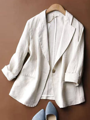 Loose Thin Cotton Linen Solid Color Jackets