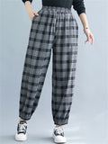 Chic Lattice Casual Spring Summer Literary Women's Pants