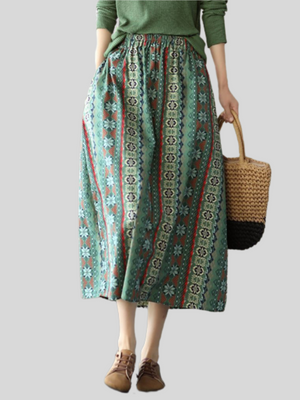 Tingfly Design Printed Vogue Gentle Long Skirt