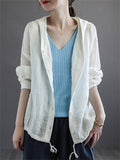 Cotton Linen New Hooded Female Jackets