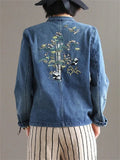 Chinese Style Embroidered Spring Autumn Retro Ladies Jackets