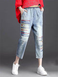 Summer Small Hole Female Cropped Jeans