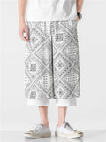 Patchwork Loose Printed Wide Leg Cropped Pants