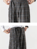 Casual Plaid Thick Harem Pants With Belt