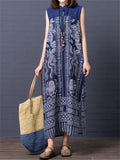 Printed Loose Sleeveless Long Dresses